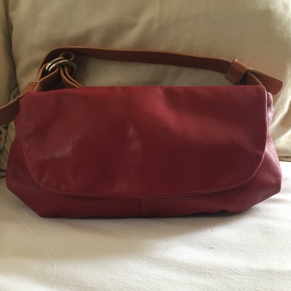 Red leather shoulder bag - Picture 1 of 6